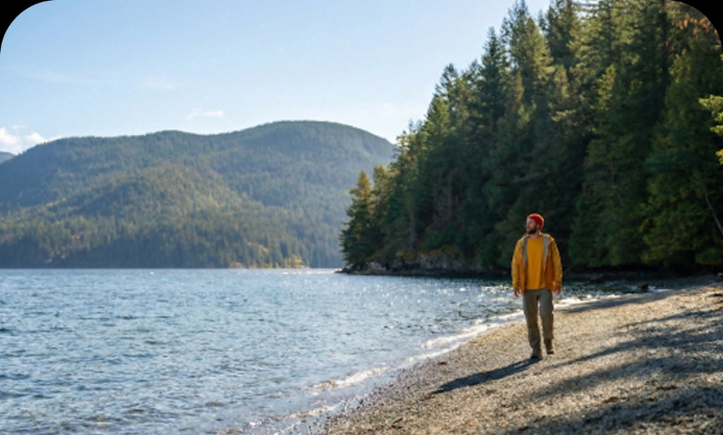 Lago com montanhas e floresta no Canadá