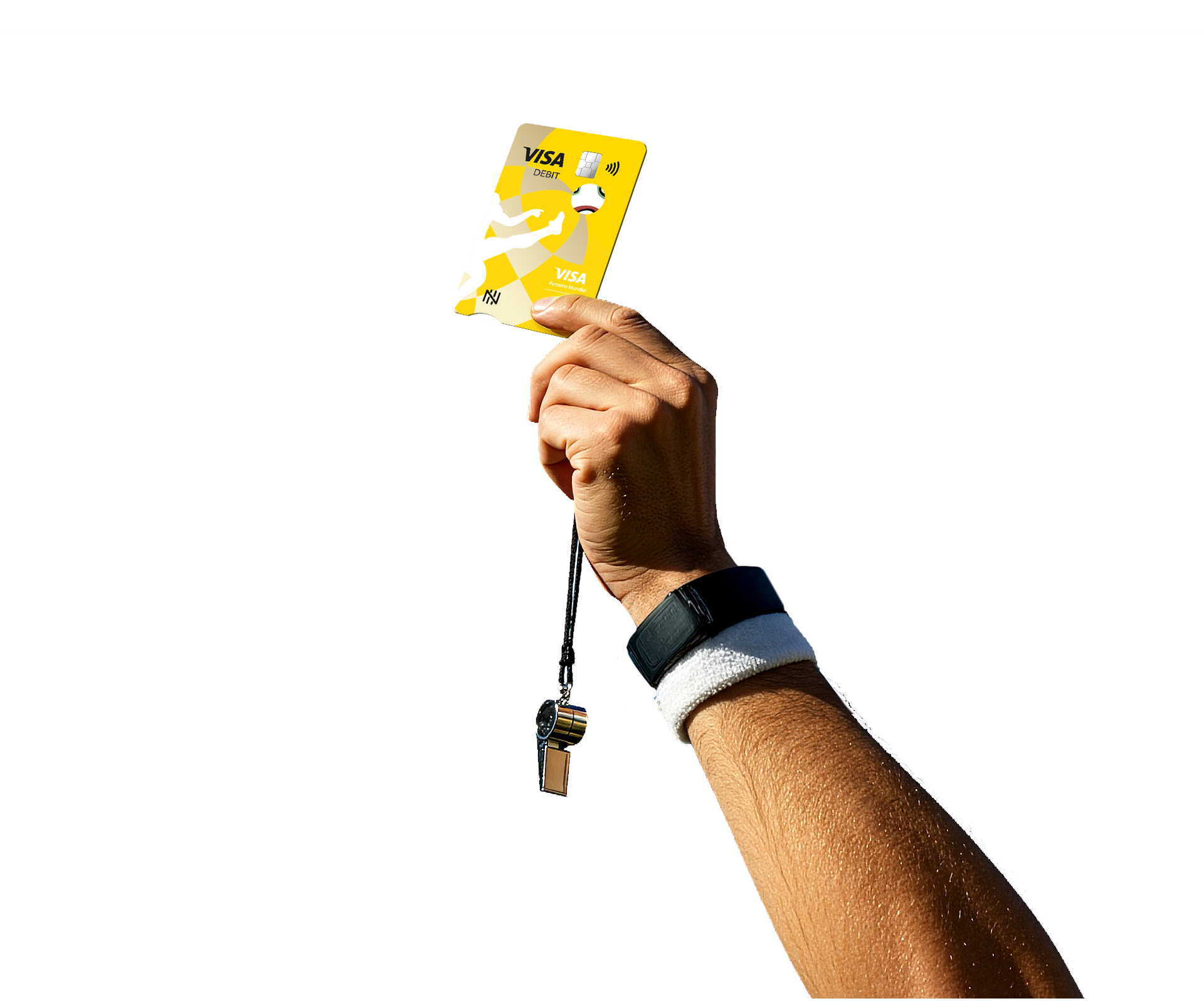 Mão segurando o cartão Nomad Copa do Mundo FIFA 2026